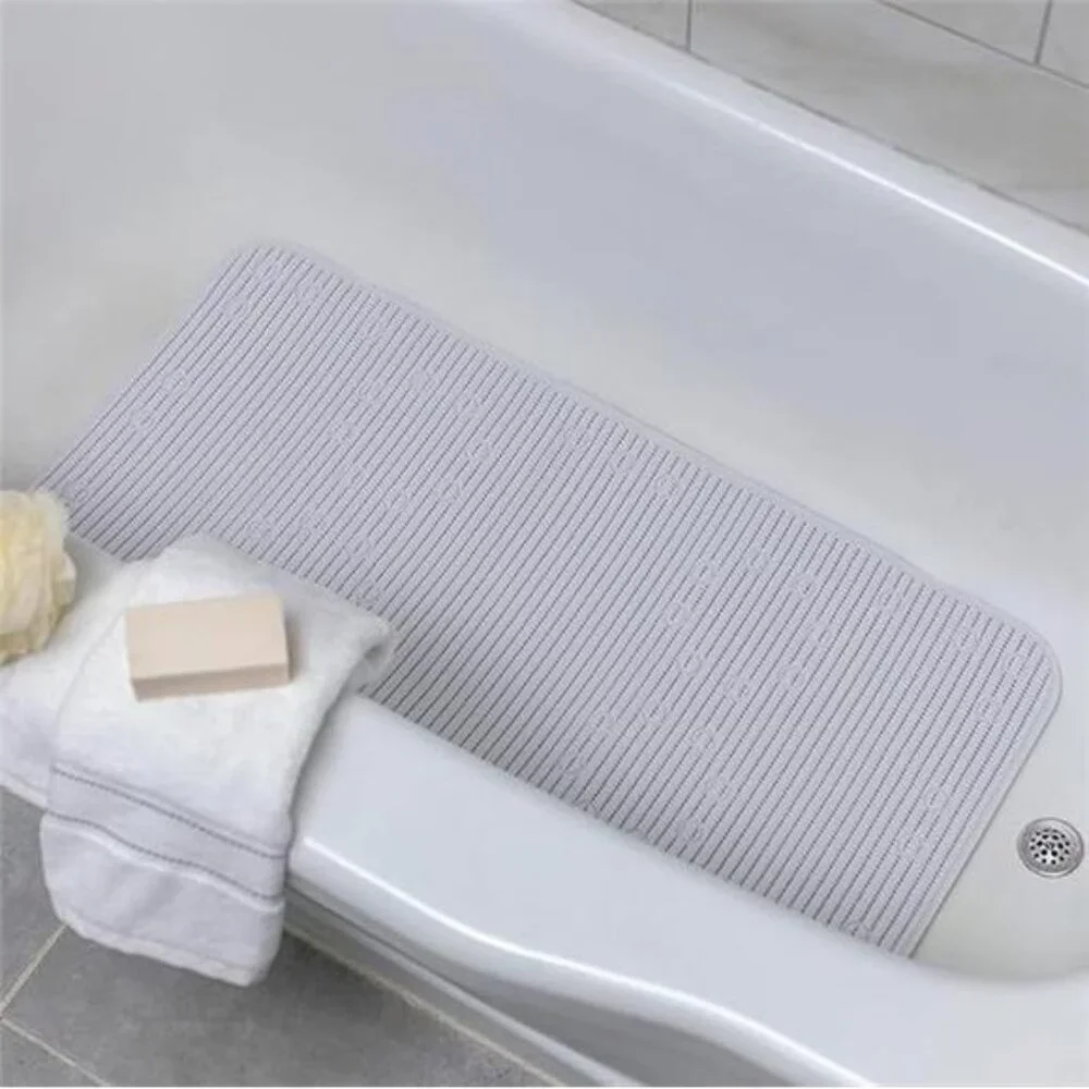 Non Slip Bath Shower Mat Cushioned Suction Cup Antimicrobial Tub Rug 17x36 White